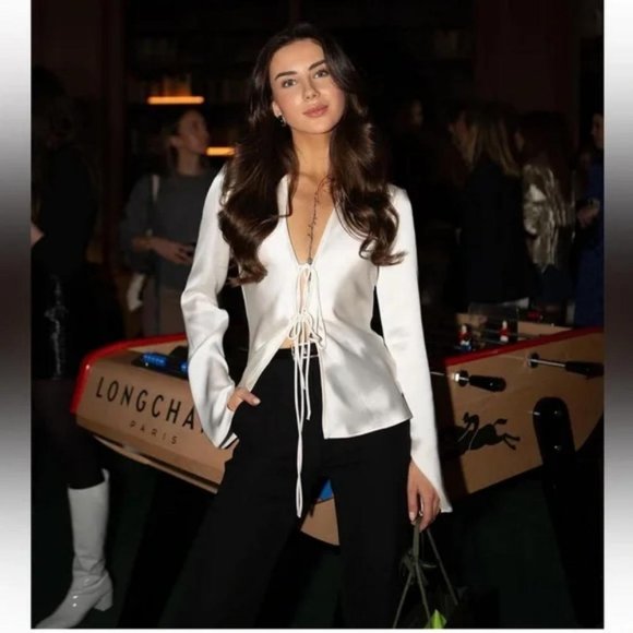 ZARA SATIN EFFECT SHIRT WITH TIES - Picture 2 of 4